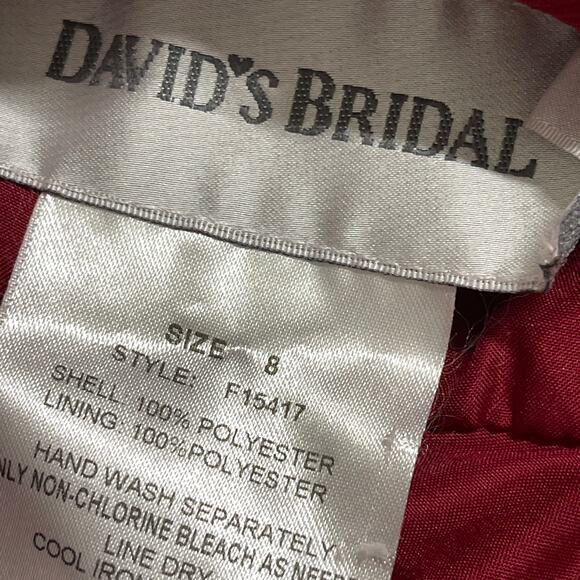 Davids Bridal Womens Dress Size 8 Red Chiffon Bridesmaid High Low A Line Halter - Picture 6 of 6